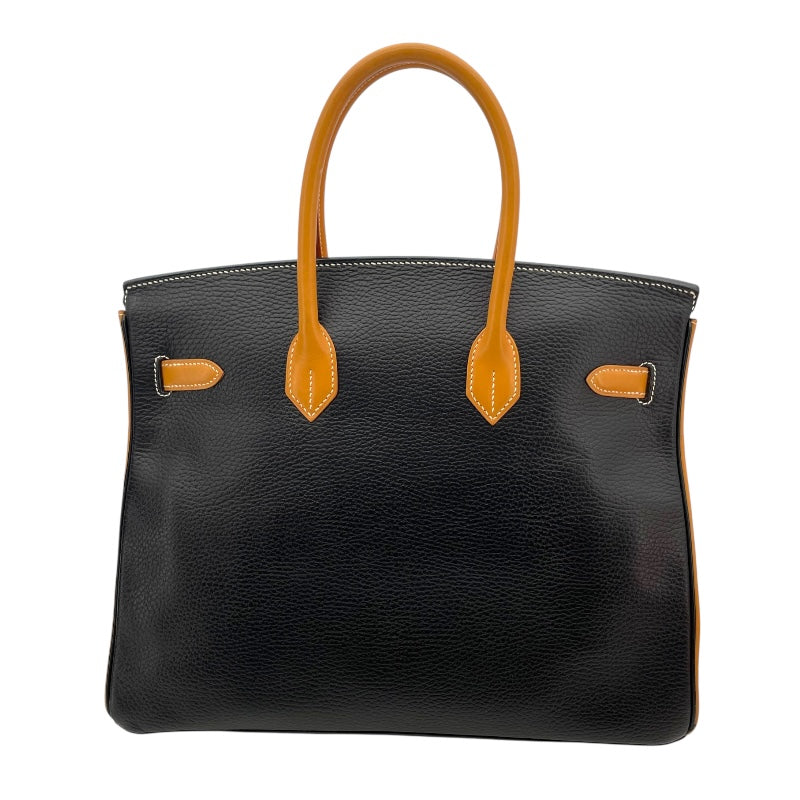 エルメス HERMES バーキン35 □F刻 ブラック ナチュラル シルバー金具 アルデンヌ・ヴァッシュ レディース トートバッグ