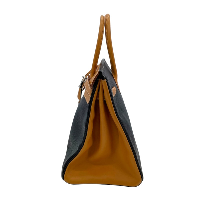 エルメス HERMES バーキン35 □F刻 ブラック ナチュラル シルバー金具 アルデンヌ・ヴァッシュ レディース トートバッグ