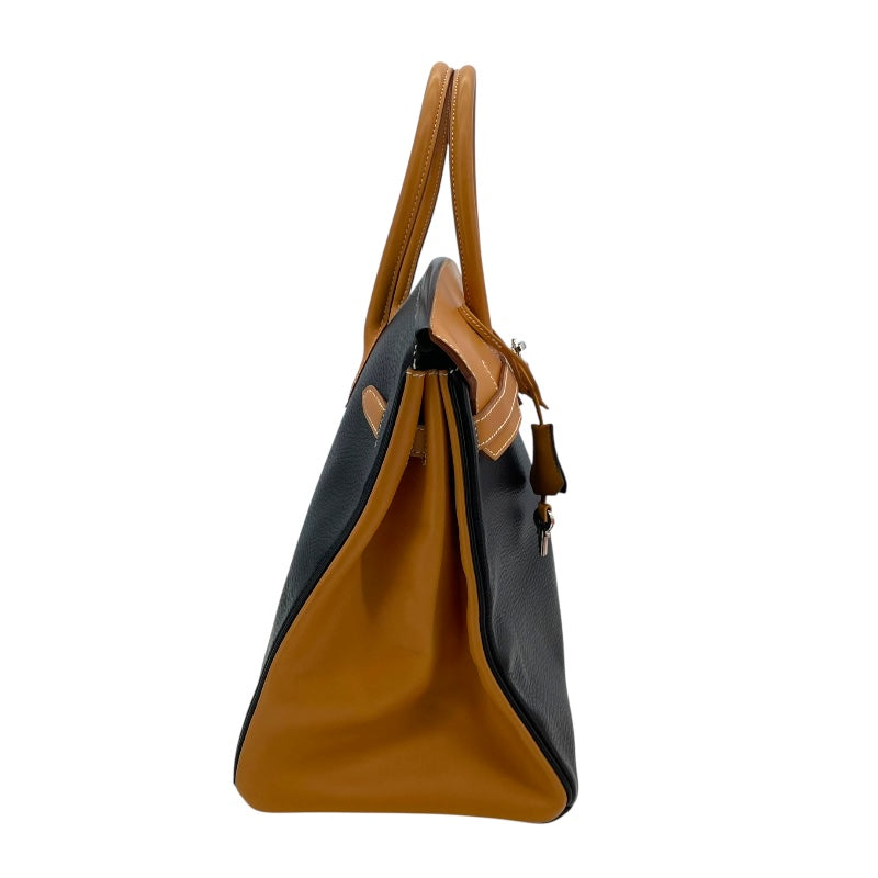 エルメス HERMES バーキン35 □F刻 ブラック ナチュラル シルバー金具 アルデンヌ・ヴァッシュ レディース トートバッグ