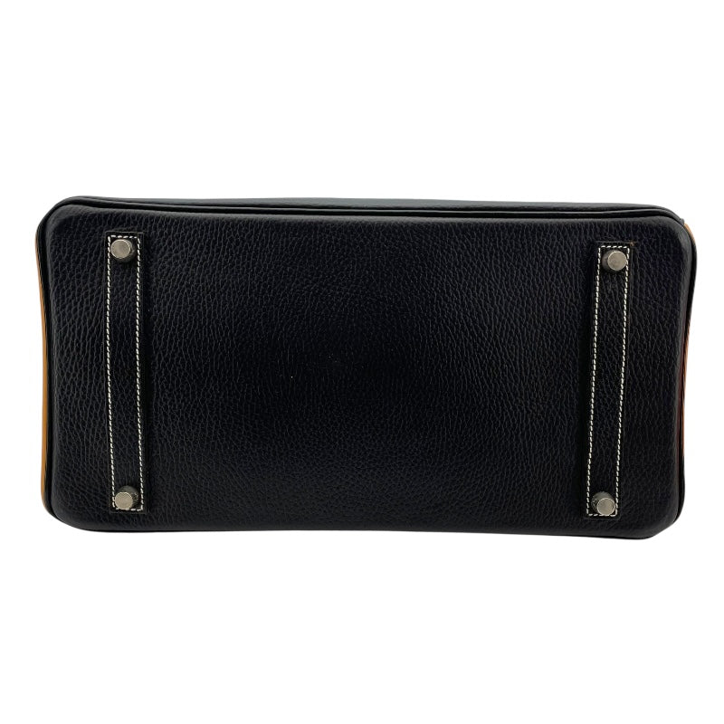 エルメス HERMES バーキン35 □F刻 ブラック ナチュラル シルバー金具 アルデンヌ・ヴァッシュ レディース トートバッグ
