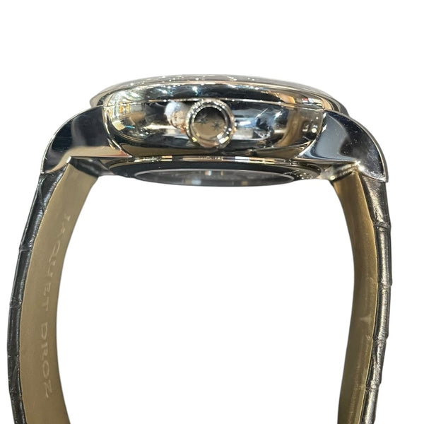 ジャケ・ドロー JAQUET DROZ グランセコンドデュアルタイム J016030240 オパーリンシルバー SS/アリゲーターストラップ 自動巻き メンズ 腕時計