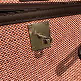 エルメス HERMES ケリー28　外縫い U刻 エクリュ・フランボワーズ・ルージュセリエ トワルキャドリーユ・スイフト レディース ハンドバッグ