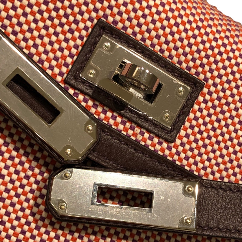 エルメス HERMES ケリー28　外縫い U刻 エクリュ・フランボワーズ・ルージュセリエ トワルキャドリーユ・スイフト レディース ハンドバッグ
