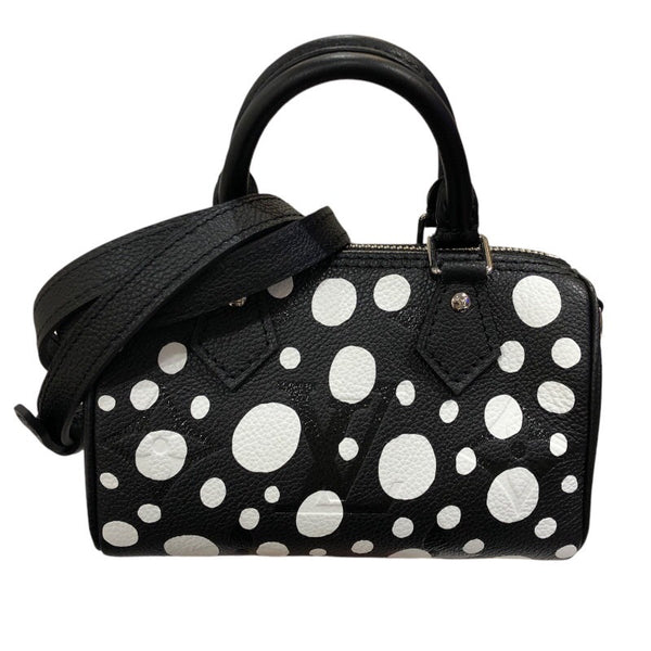 ルイ・ヴィトン LOUIS VUITTON ナノ・スピーディ 草間彌生コラボ M81910 ブラック/インフィニティドット　シルバー金具 モノグラム・アンプラント レディース ショルダーバッグ