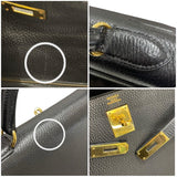 エルメス HERMES ケリー32 外縫い ○Y刻 ブラック ゴールド金具  アルデンヌ レディース ハンドバッグ