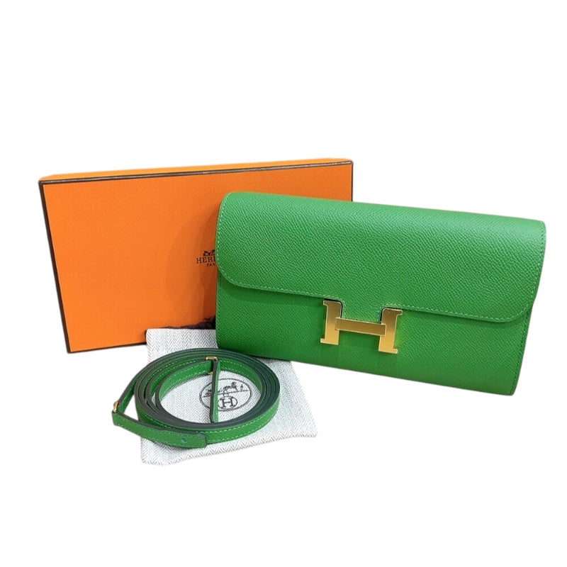 エルメス HERMES コンスタンストゥーゴー B刻印 (2023年製) ヴェールユッカ　ゴールド金具 ヴォーエプソン レディース ショルダーバッグ