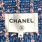シャネル CHANEL ダブルツイードロングコート P74462 ブルー コットン レディース その他アウター
