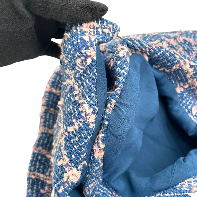 シャネル CHANEL ダブルツイードロングコート P74462 ブルー コットン レディース その他アウター