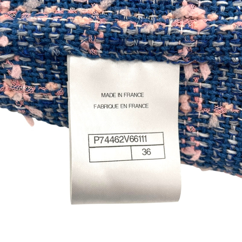 シャネル CHANEL ダブルツイードロングコート P74462 ブルー コットン レディース その他アウター