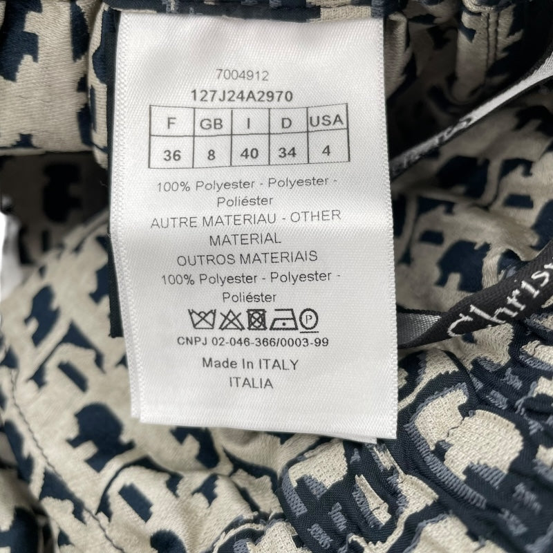 クリスチャン・ディオール Christian Dior オブリーク総柄ロングスカート 127J24A2970 ネイビー ポリエステル レディース ロングスカート