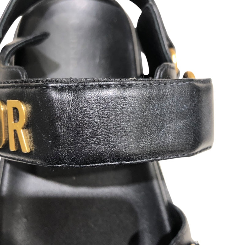 クリスチャン・ディオール Christian Dior レザーフラットサンダル ブラック レザー レディース サンダル
