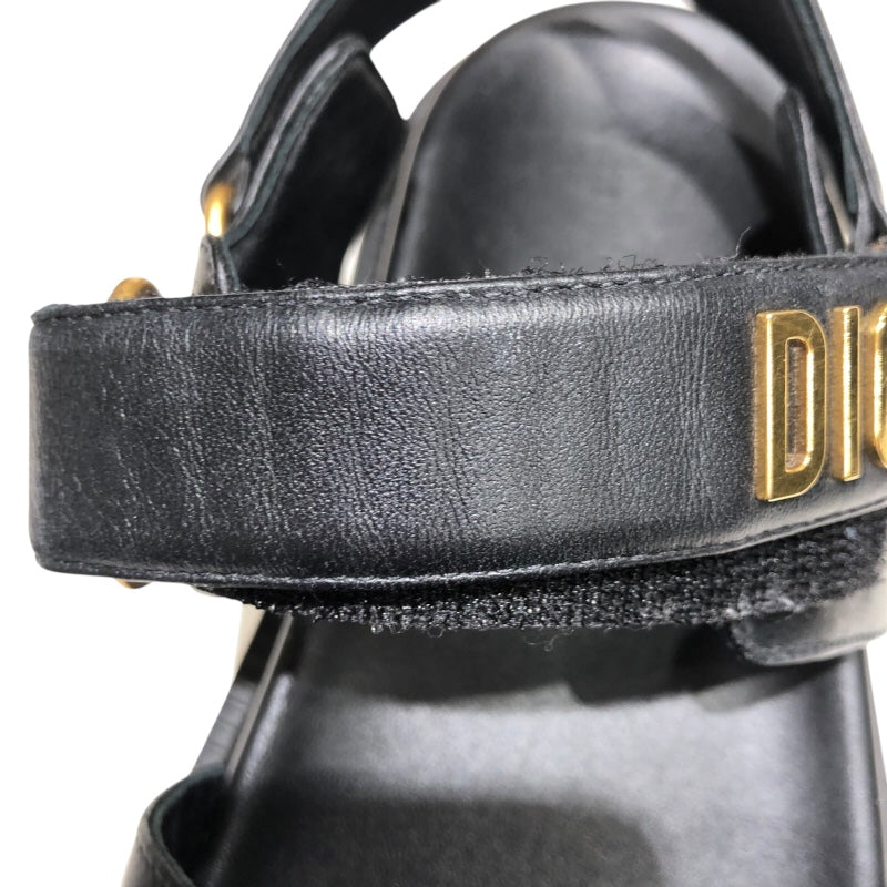 クリスチャン・ディオール Christian Dior レザーフラットサンダル ブラック レザー レディース サンダル