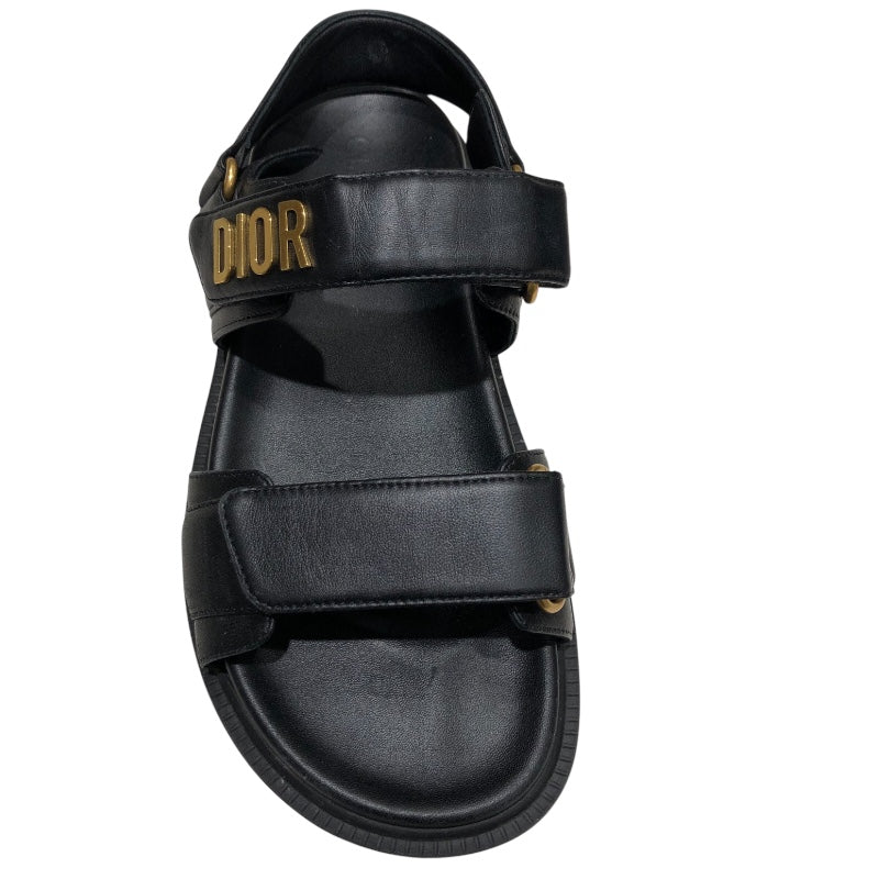 クリスチャン・ディオール Christian Dior レザーフラットサンダル ブラック レザー レディース サンダル