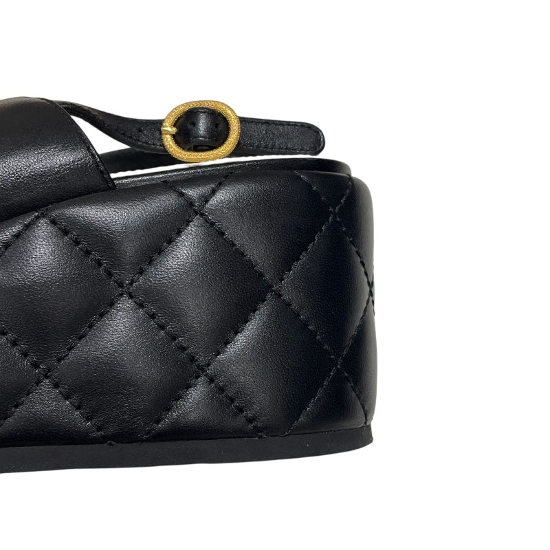 シャネル CHANEL ココマークプラットフォームレザーサンダル G45547 ブラック レザー レディース サンダル
