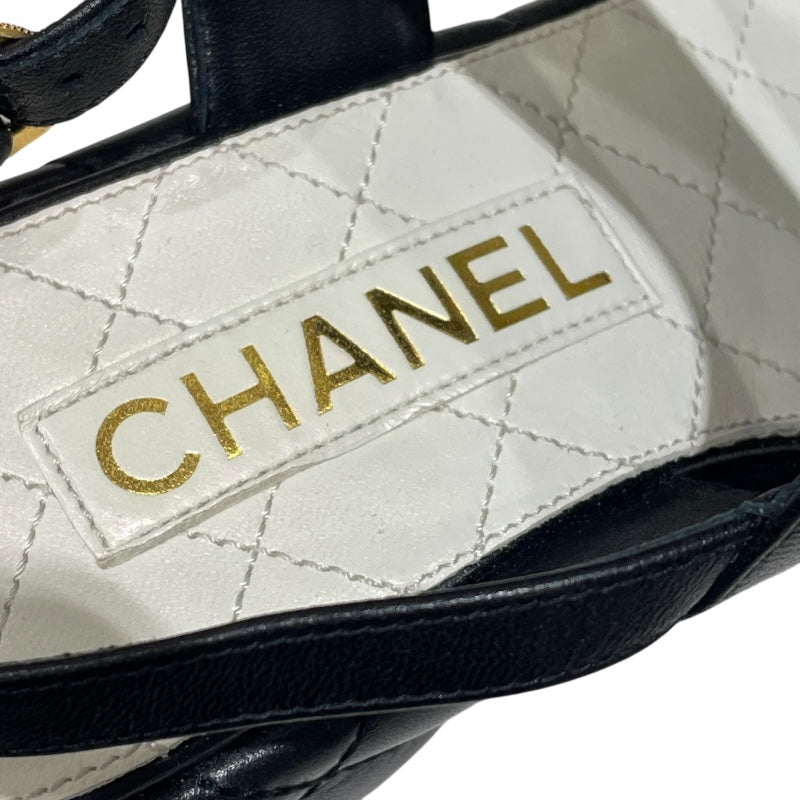 シャネル CHANEL ココマークプラットフォームレザーサンダル G45547 ブラック レザー レディース サンダル