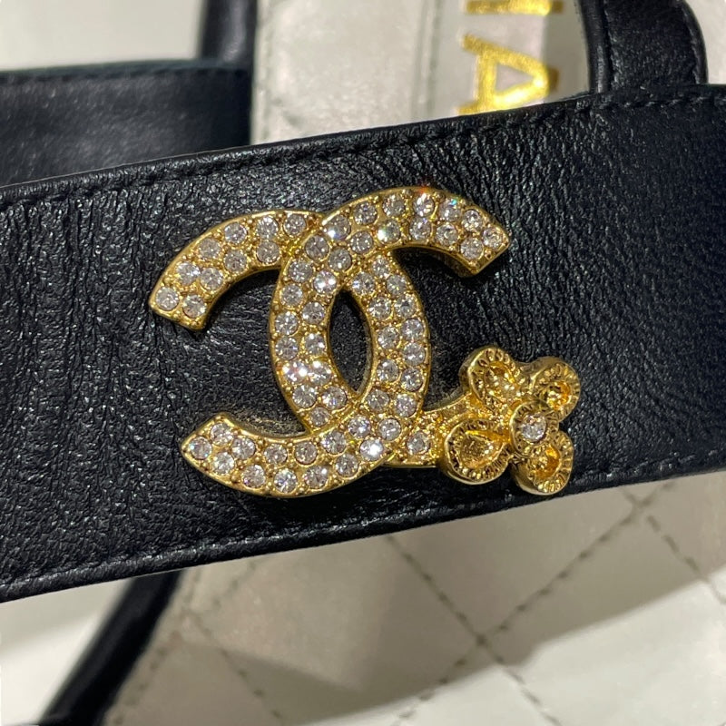 シャネル CHANEL ココマークプラットフォームレザーサンダル G45547 ブラック レザー レディース サンダル
