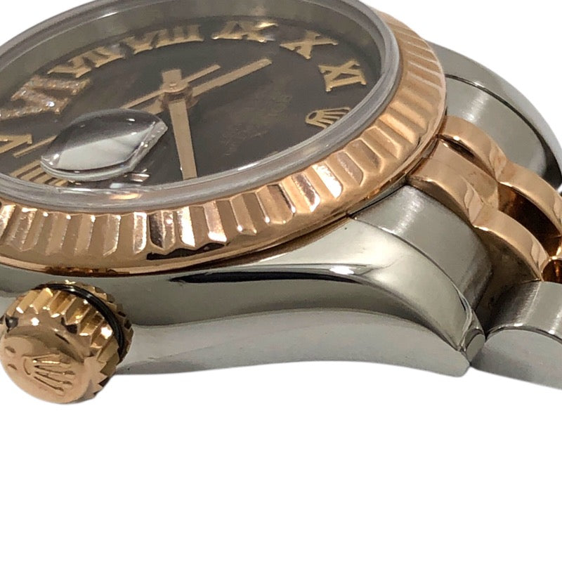 ロレックス ROLEX デイトジャスト G番 179171 チョコレート SS/K18PG レディース 腕時計