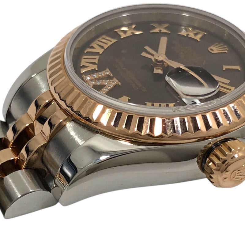 ロレックス ROLEX デイトジャスト G番 179171 チョコレート SS/K18PG レディース 腕時計