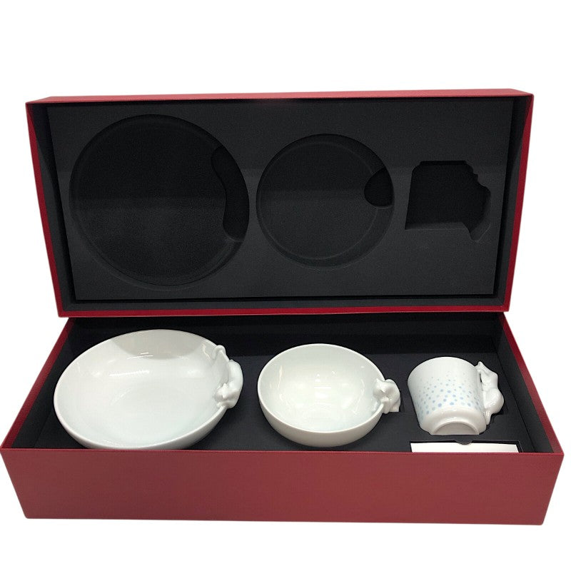カルティエ Cartier ベビーパンテール 3点セット ボウル大・小 マグカップ 陶磁器 食器 ホワイト×ブルー ポーセリン ユニセックス 食器
