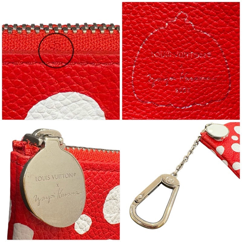 ルイ・ヴィトン LOUIS VUITTON ポシェット・クレ 草間彌生コラボ M81957 ルージュブラン モノグラム・アンプラント レディース キーホルダー