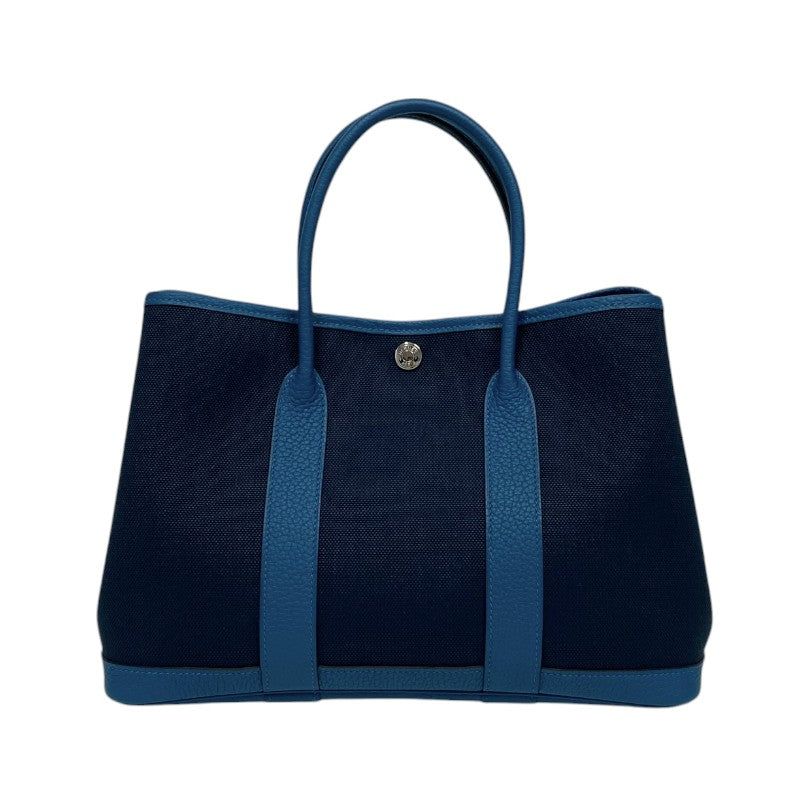 エルメス HERMES ガーデンパーティTPM B刻 ネイビー×ブルー シルバー金具 トワル/ネゴンダ レディース トートバッグ