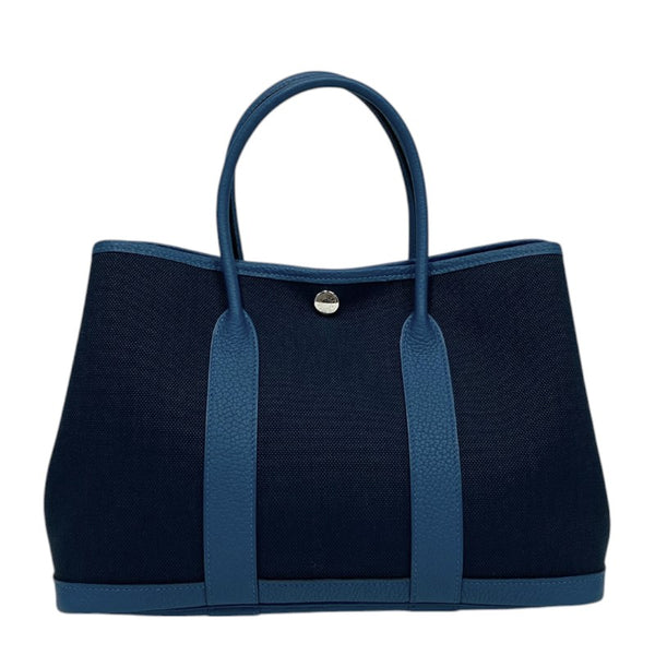 エルメス HERMES ガーデンパーティTPM B刻 ネイビー×ブルー シルバー金具 トワル/ネゴンダ レディース トートバッグ