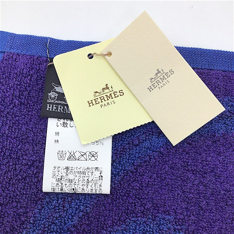 エルメス HERMES ハンドタオル ブルー 絹65%/綿35% ユニセックス
