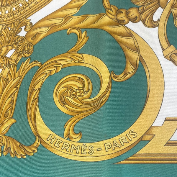 エルメス HERMES カレ90 LES TUILERIE S グリーン シルク レディース スカーフ