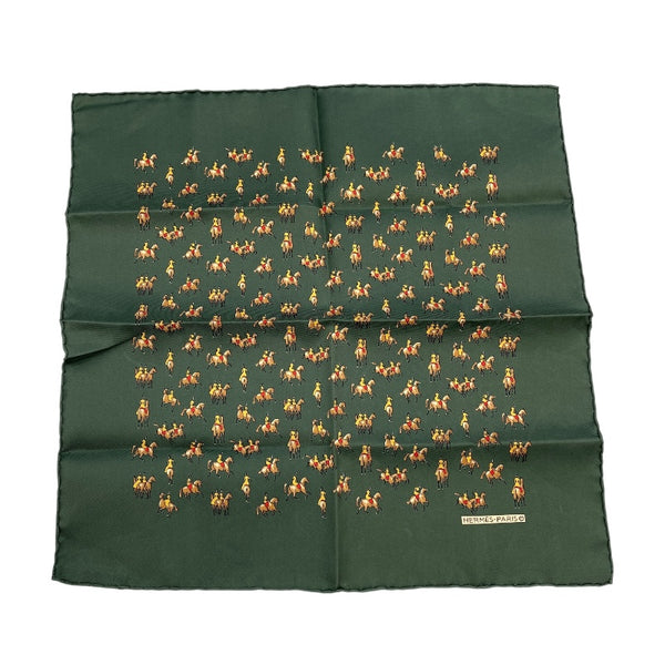 エルメス HERMES ポケットチーフ グリーン シルク レディース スカーフ