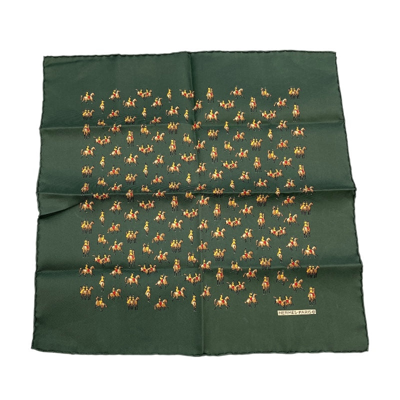 エルメス HERMES ポケットチーフ グリーン シルク レディース スカーフ