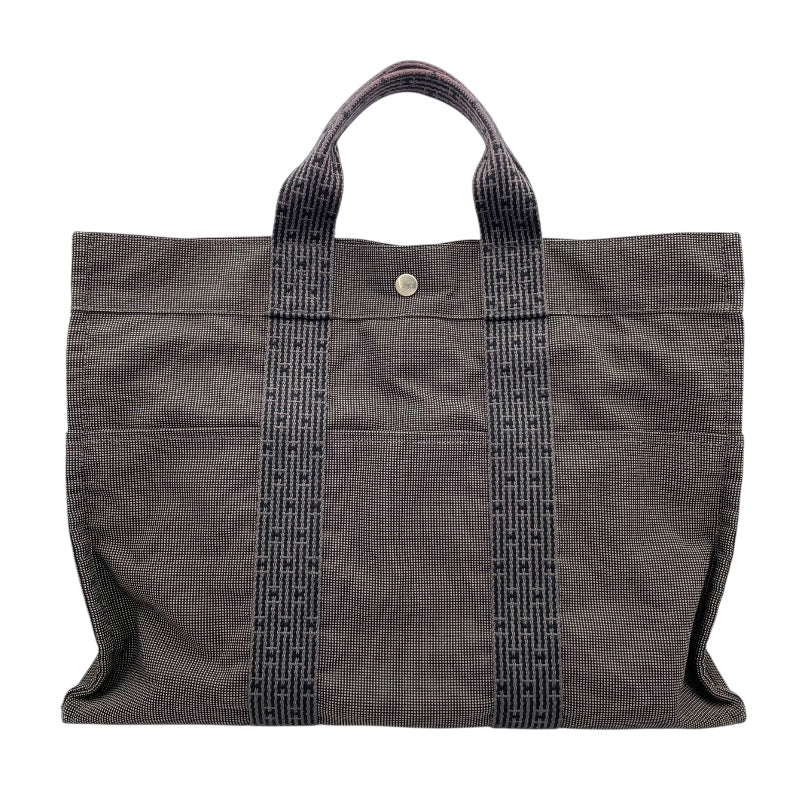 エルメス HERMES エールライントートMM グレー ナイロン/キャンバス ユニセックス