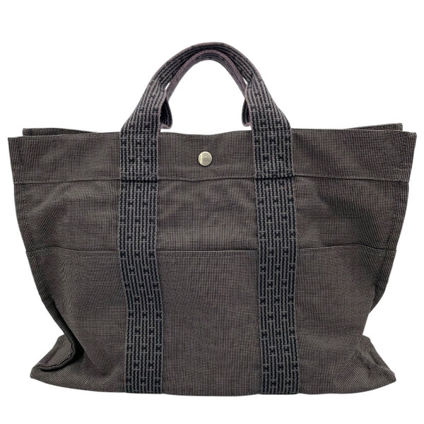 エルメス HERMES エールライントートMM グレー ナイロン/キャンバス ユニセックス
