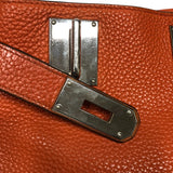 エルメス HERMES ジプシエール34 □K刻 オレンジ シルバー金具 トリヨン レディース ショルダーバッグ