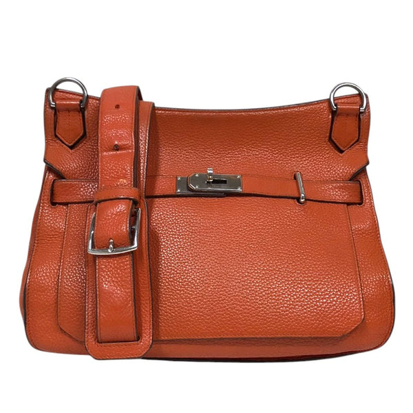 エルメス HERMES ジプシエール34 □K刻 オレンジ シルバー金具 トリヨン レディース ショルダーバッグ