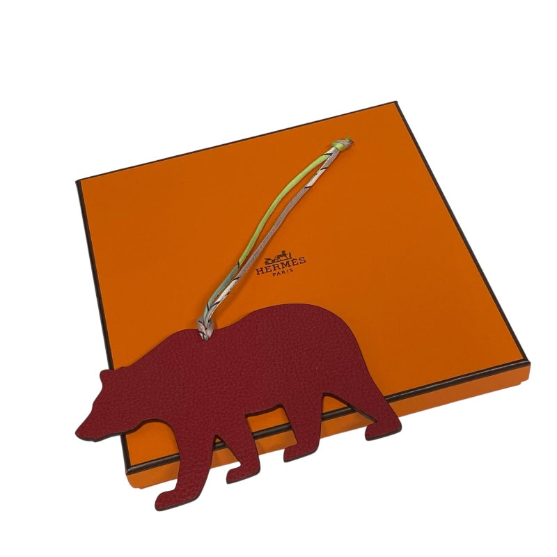 エルメス HERMES プティアッシュ ベア―チャーム ルージュ×エコルセ トゴ/エプソン レディース チャーム