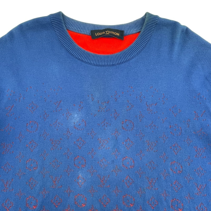 ルイ・ヴィトン LOUIS VUITTON モノグラムグラディエントニットセーター HKN44W ブルー コットン メンズ セーター