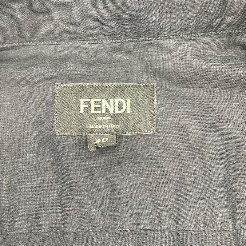 フェンディ FENDI ロゴ刺繡コットンシャツ M/2018年 FS0585 ブラック コットン メンズ 長袖シャツ