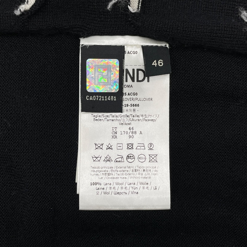 フェンディ FENDI チェック編み込みニットベスト FZY105 ブラック ウール レディース ベスト