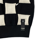 フェンディ FENDI チェック編み込みニットベスト FZY105 ブラック ウール レディース ベスト