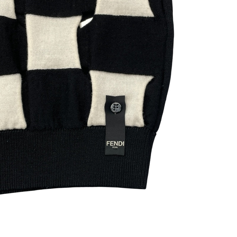 フェンディ FENDI チェック編み込みニットベスト FZY105 ブラック ウール レディース ベスト