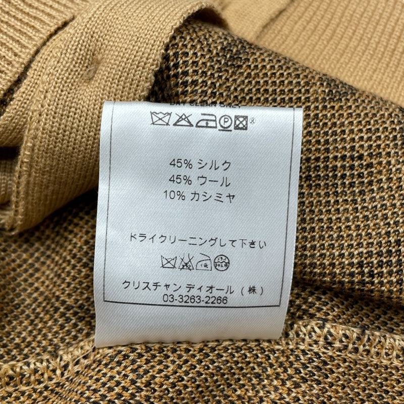 クリスチャン・ディオール Christian Dior レオパード 半袖ニットカーディガン 9C24105AM519 ベージュ シルク レディース カーディガン