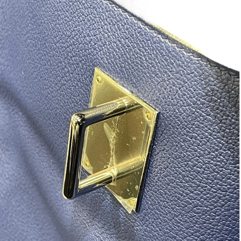 GQ　ケリーブルック エルメス HERMES ケリー50 D刻印 ブルーエレクトリック 牛革