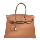 エルメス HERMES バーキン30 □M刻 ゴールド　SV金具 トゴ レディース ハンドバッグ