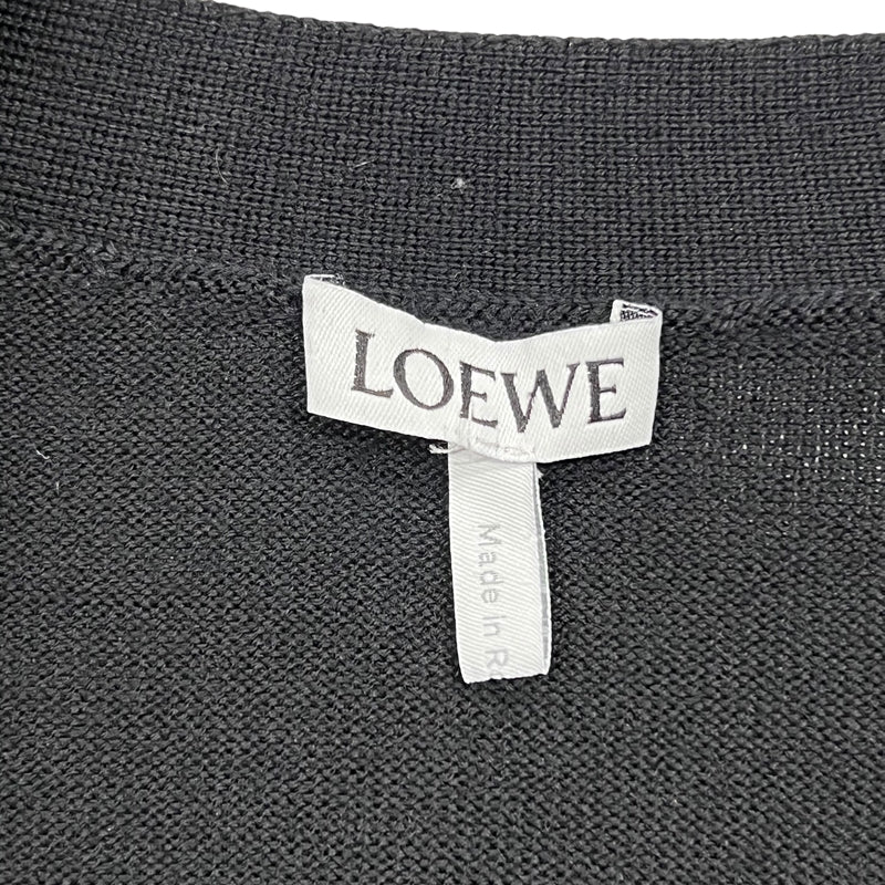 ロエベ LOEWE アナグラム 刺繍ニットカーディガン Q825Y16K04 M ブラック ウール メンズ カーディガン