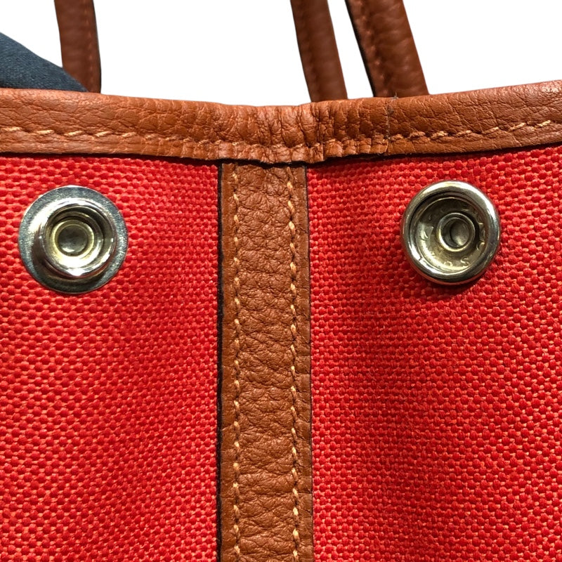 エルメス HERMES ガーデンパーティTPM C刻 レッド・シルバー金具 トワル レディース ハンドバッグ