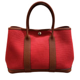 エルメス HERMES ガーデンパーティTPM C刻 レッド・シルバー金具 トワル レディース ハンドバッグ