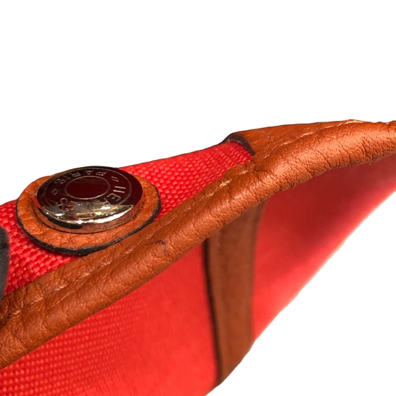 エルメス HERMES ガーデンパーティTPM C刻 レッド・シルバー金具 トワル レディース ハンドバッグ