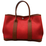 エルメス HERMES ガーデンパーティTPM C刻 レッド・シルバー金具 トワル レディース ハンドバッグ