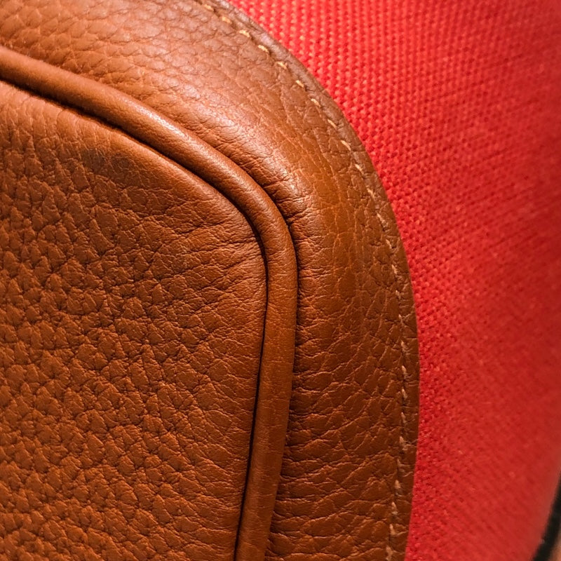 エルメス HERMES ガーデンパーティTPM C刻 レッド・シルバー金具 トワル レディース ハンドバッグ