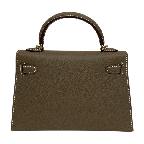 エルメス HERMES ミニケリー2 W刻 エトゥープ ゴールド金具 ヴォーエプソン レディース ショルダーバッグ